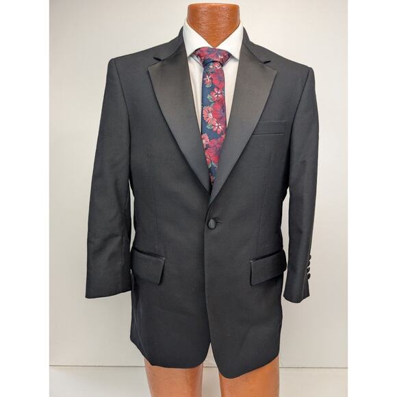 Jos A Bank Tuxedo Suit Men 36R Wedding Prom Mason Formal Pants 30x26 Wool 1 Btn - Picture 2 of 12